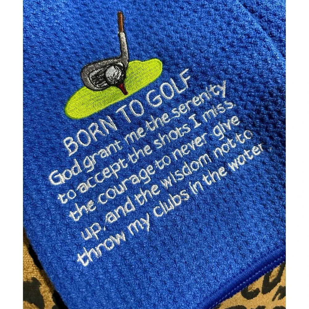 NEW Blue Golf Serenity Prayer Waffle Knit Golf Towel w/‎ Carabiner Clip